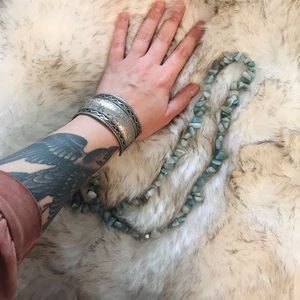 Silver-toned, vintage, bohemian cuff with elephant